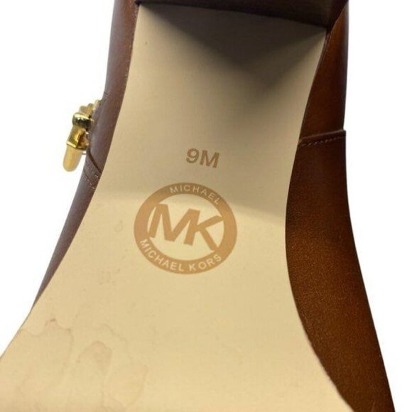 Michael Kors Margaret Leather Ankle Booties Dark Caramel 9 - Picture 10 of 12
